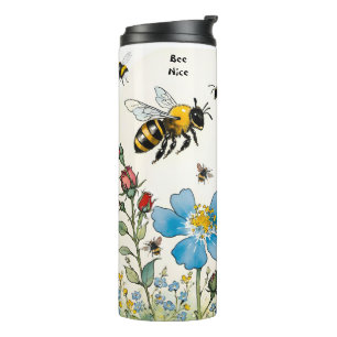 Bee Nice Bee Kind Bijen en Wildflowers Thermosbeker