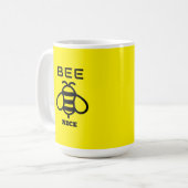 Bee Nice with Yellow Background Design Koffiemok (Voorkant links)
