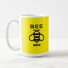 Bee Nice with Yellow Background Design Koffiemok