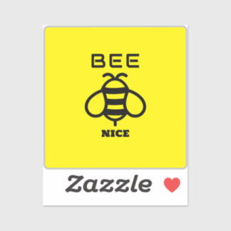 Bee Nice with Yellow Background Design Sticker