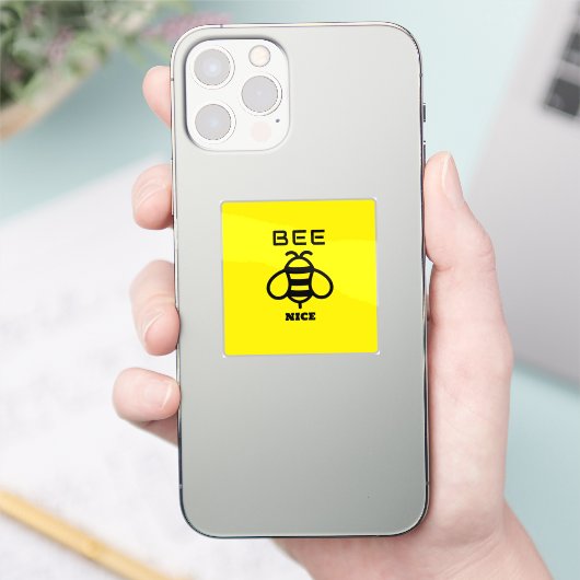 Bee Nice with Yellow Background Design Sticker (Telefoon)