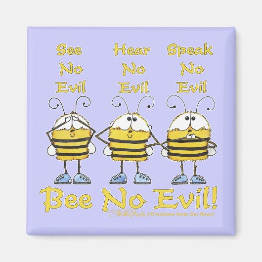 "Bee No Evil" bijen Magneet (Voorkant)