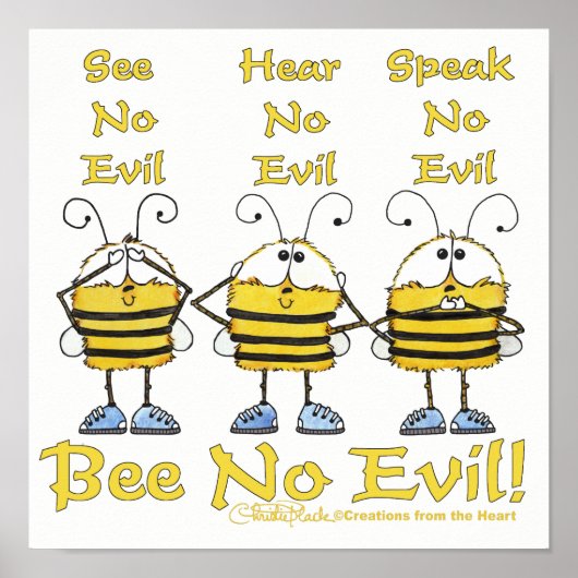 "Bee No Evil" bijen Poster (Voorkant)