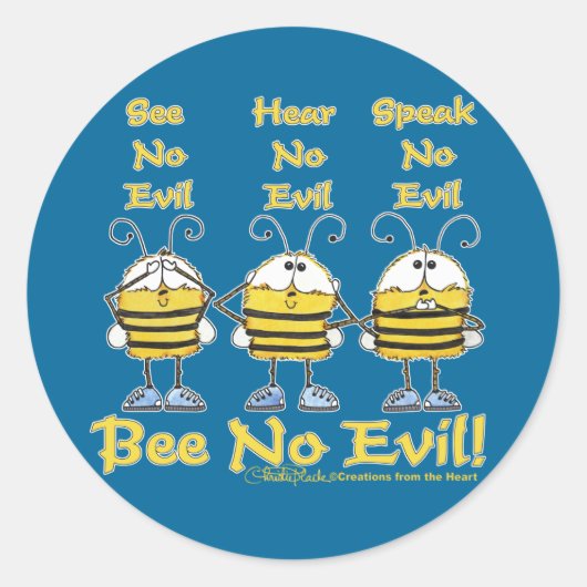 "Bee No Evil" bijen Ronde Sticker (Voorkant)