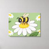 Bee on a white daisy canvas print (Voorkant)