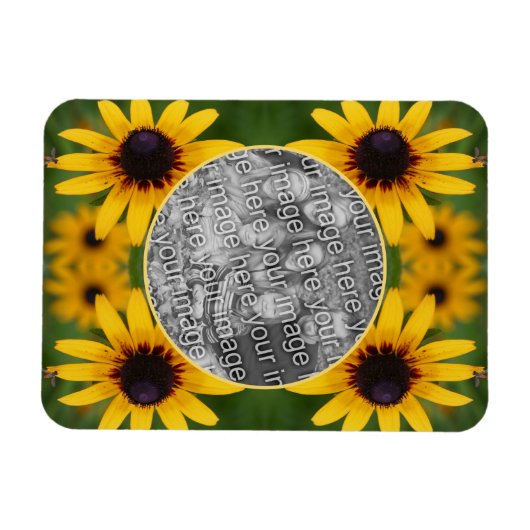 Bee On Black Eyed Susan Flower Uw foto toevoegen Magneet (Horizontaal)