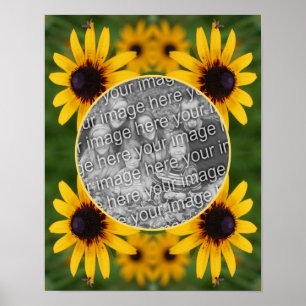 Bee On Black Eyed Susan Flower Uw foto toevoegen Poster