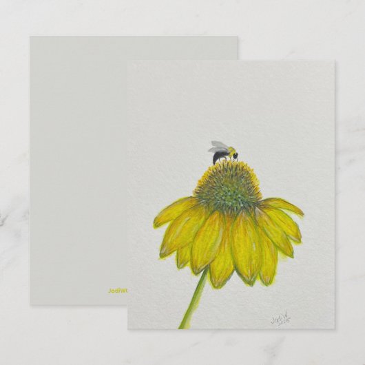 Bee on Coneflower wenskaart - origineel artwork Kaart (Voorkant / Achterkant)