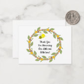 Bee On Doodle Floral Dank je wel kaarten Notitiekaartje (Voorkant / Achterkant in situ)