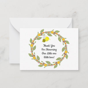 Bee On Doodle Floral Dank je wel kaarten Notitiekaartje