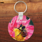 Bee On Flower Abstract Art Personalized Sleutelhanger (Voorkant)