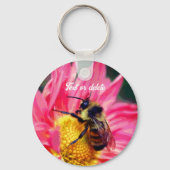 Bee On Flower Abstract Art Personalized Sleutelhanger (Achterkant)