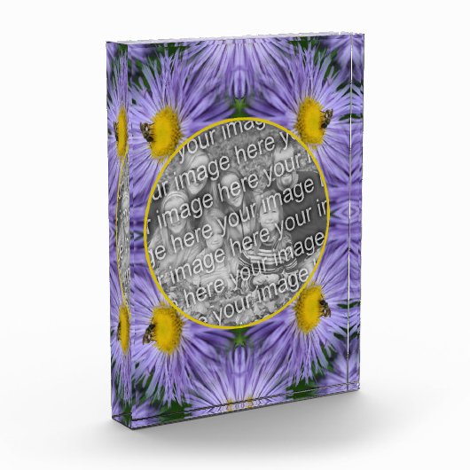 Bee on Paarse Aster Flowers Natuur Voeg toe Fotoblokken (Links)