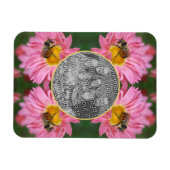 Bee on Pink Daisy Flower Lijst Uw foto toevoegen Magneet (Horizontaal)