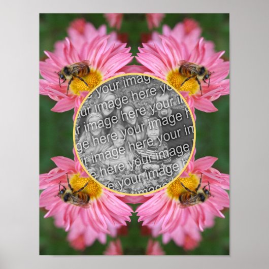 Bee on Pink Daisy Flower Lijst Uw foto toevoegen Poster (Voorkant)