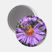 Bee On Purple Aster Flower Nature Personalized Magneet (Voorkant / Achterkant)