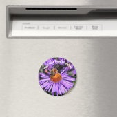 Bee On Purple Aster Flower Nature Personalized Magneet (Insitu (Vaatwasser))
