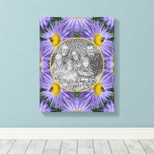 Bee On Purple Flowers Creëer Uw eigen foto Canvas Afdruk (Insitu (Houten vloer))