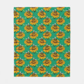 Bee on Sunflower Flower Pattern Design Green Fleece Deken (Voorkant)