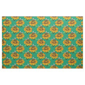 Bee on Sunflower Flower Pattern Design Green  Stof (Fat Quarter)