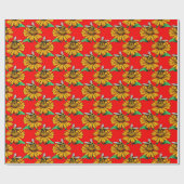 Bee on Sunflower Flower Pattern Design Red  Cadeaupapier (Vlak)