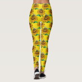 Bee on Sunflower Flower Pattern Design Yellow  Leggings (Achterkant)