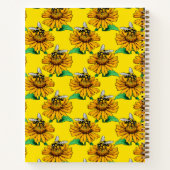 Bee on Sunflower Flower Pattern Design Yellow Notitieboek (Achterkant)