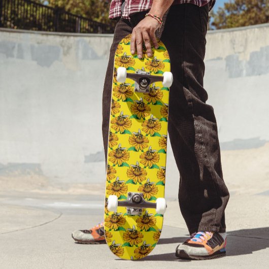 Bee on Sunflower Flower Pattern Design Yellow Persoonlijk Skateboard
