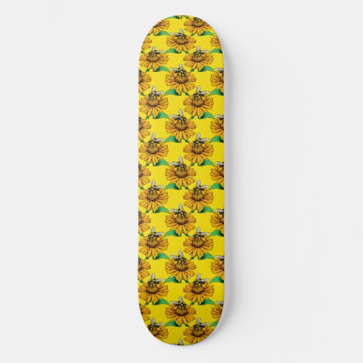 Bee on Sunflower Flower Pattern Design Yellow  Persoonlijk Skateboard (Voorkant)