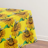 Bee on Sunflower Flower Pattern Design Yellow  Tafelkleed