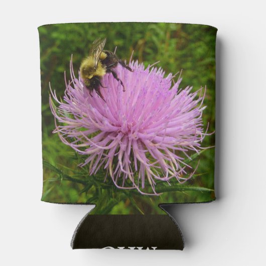 Bee on Thistle Flower Natuur Blikjeskoeler (Achterkant)