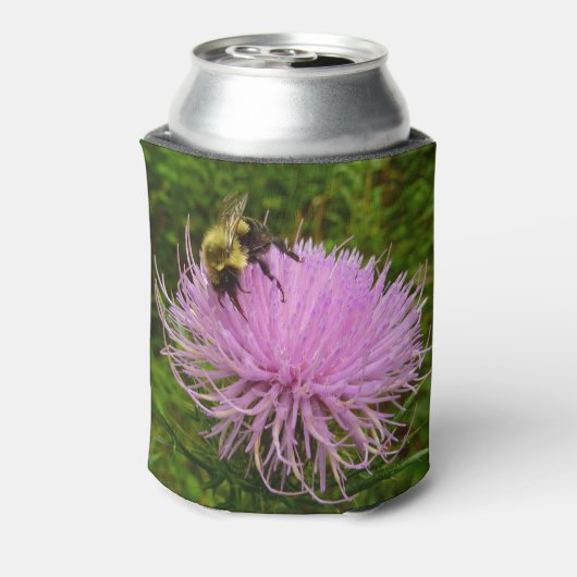 Bee on Thistle Flower Natuur Blikjeskoeler (Blikje Achterkant)