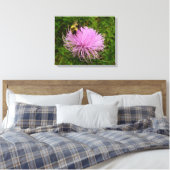 Bee on Thistle Flower Natuur Canvas Afdruk (Insitu (Slaapkamer))