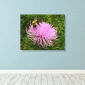 Bee on Thistle Flower Natuur Canvas Afdruk (Insitu (Houten vloer))