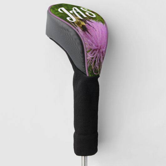 Bee on Thistle Flower Natuur Golfheadcover (Schuin)