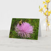 Bee on Thistle Flower Natuur Kaart (Gele Bloem)