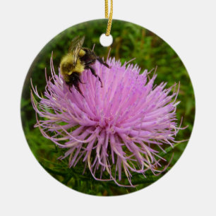 Bee on Thistle Flower Natuur Keramisch Ornament