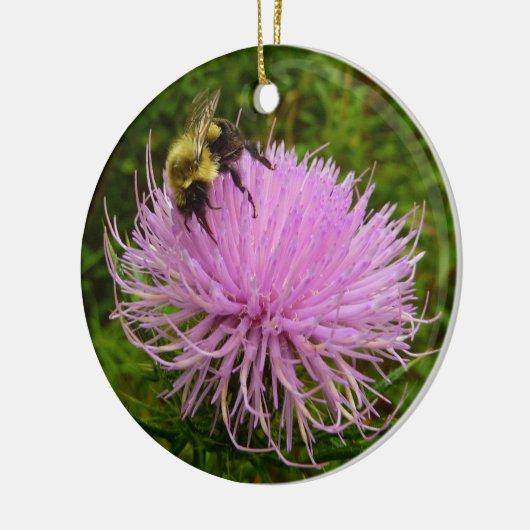 Bee on Thistle Flower Natuur Keramisch Ornament (Links)