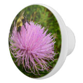 Bee on Thistle Flower Natuur Keramische Knop (Rechts)