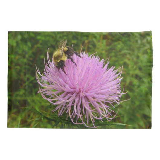 Bee on Thistle Flower Natuur Kussensloop (Achterkant)