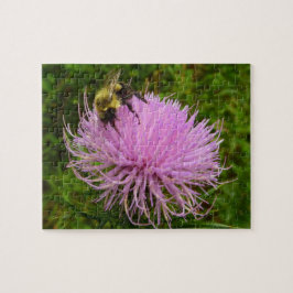 Bee on Thistle Flower Natuur Legpuzzel