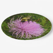 Bee on Thistle Flower Natuur Papieren Bordje (Gekanteld)
