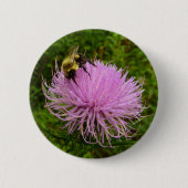 Bee on Thistle Flower Natuur Ronde Button 5,7 Cm (Voorkant)