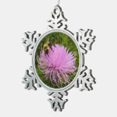 Bee on Thistle Flower Natuur Tin Sneeuwvlok Ornament (Rechts)