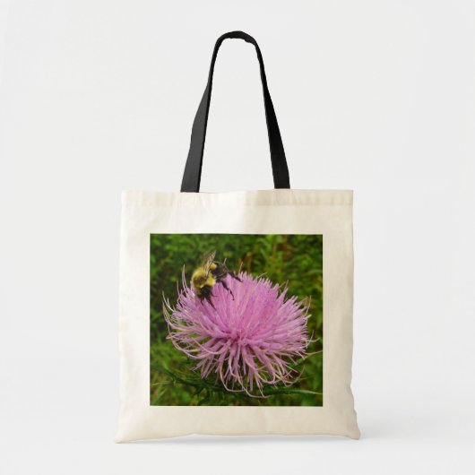 Bee on Thistle Flower Natuur Tote Bag (Voorkant)