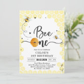 Bee One Honey Bee 1st Birthday Invitation Kaart (Staand voorkant)