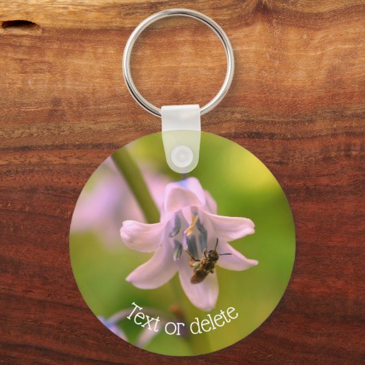 Bee op blauwbaars, speciaal gepersonaliseerd sleutelhanger (Voorkant)
