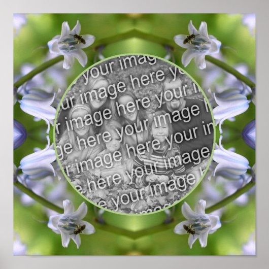 Bee op Bluebell Flower Lijst Creëer Uw eigen foto Poster (Voorkant)