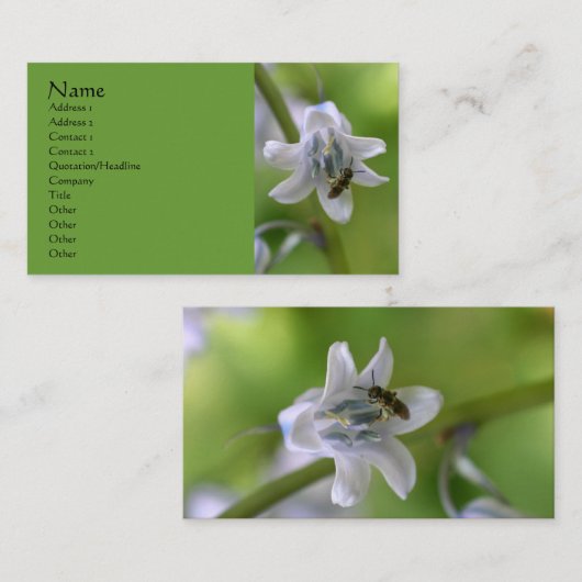 Bee op Bluebell Flower Visitekaartje (Voorkant / Achterkant)