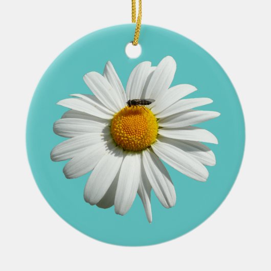 Bee op Daisy Alaskan Summer Natuur Foto Keramisch Ornament (Voorkant)